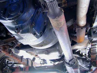 '65 Dodge WM300 Power Wagon drive train, looking forward.